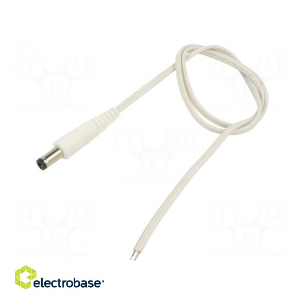 Cable | 2x0.35mm2 | wires,DC 5,5/2,5 plug | straight | white | 0.5m