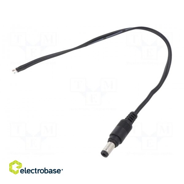 Cable | 2x0.5mm2 | wires,DC 5,5/2,5 plug | straight | black | 0.25m