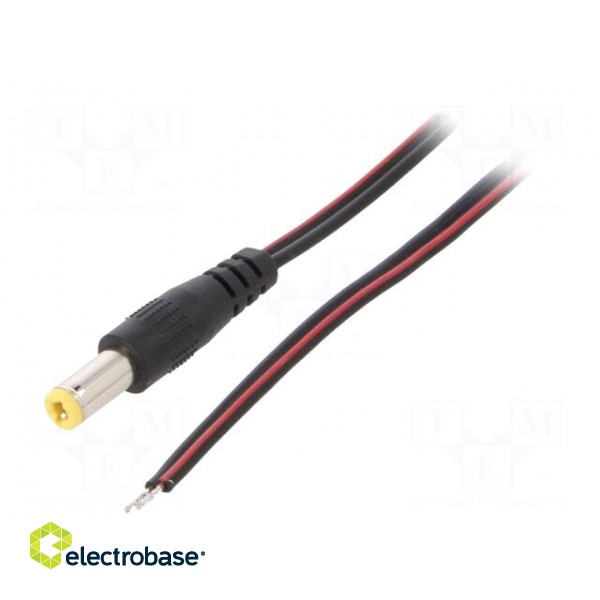 Cable | 2x0.5mm2 | wires,DC 5,5/2,5 plug | straight | black | 0.8m