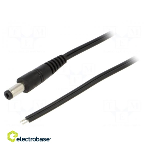 Cable | 2x0.5mm2 | wires,DC 5,5/2,5 plug | straight | black | 1.5m