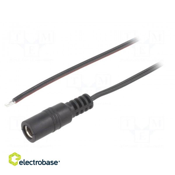 Cable | 2x0.35mm2 | wires,DC 5,5/2,5 socket | straight | black | 1.5m