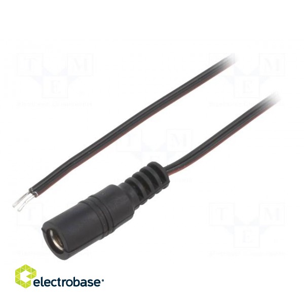 Cable | 2x0.35mm2 | wires,DC 5,5/2,5 socket | straight | black | 2m