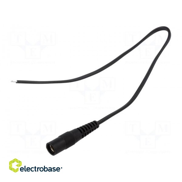Cable | 2x0.5mm2 | wires,DC 5,5/2,5 socket | straight | black | 0.25m