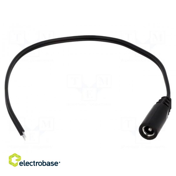 Cable | wires,DC 5,5/2,5 socket | straight | 0.5mm2 | black | 0.2m