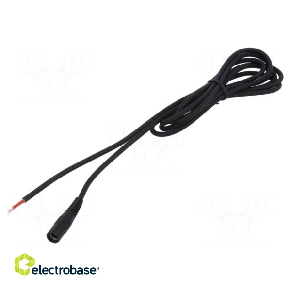 Cable | 1x1mm2 | wires,DC 5,5/2,5 socket | straight | black | 1.5m