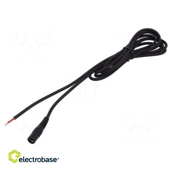 Cable | 1x1mm2 | wires,DC 5,5/2,5 socket | straight | black | 2m