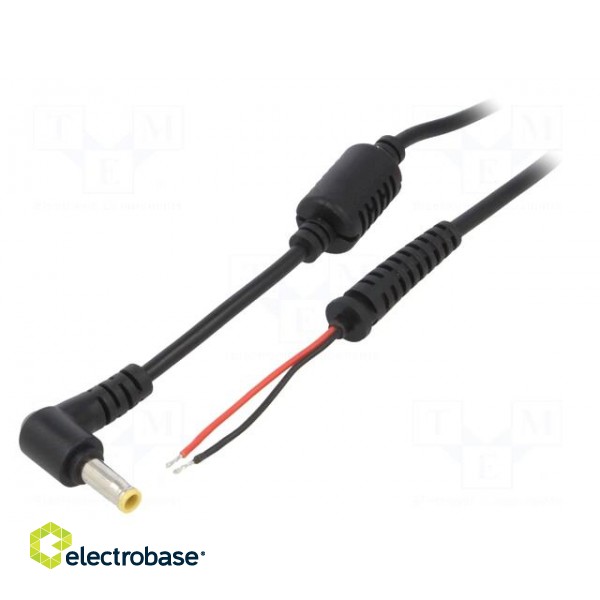 Cable | wires,DC 5,5/3,0 plug | straight | 0.5mm2 | black | 1.2m