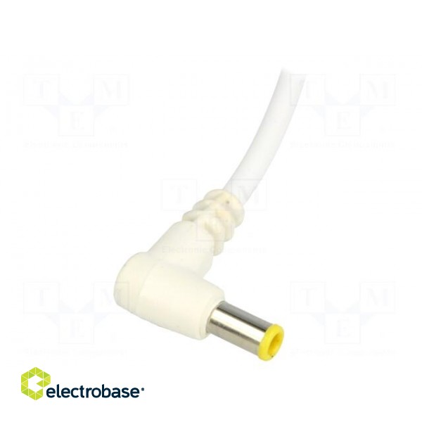 Cable | wires,DC 5,5/3,0CP plug | angled | 1mm2 | white | 1.5m