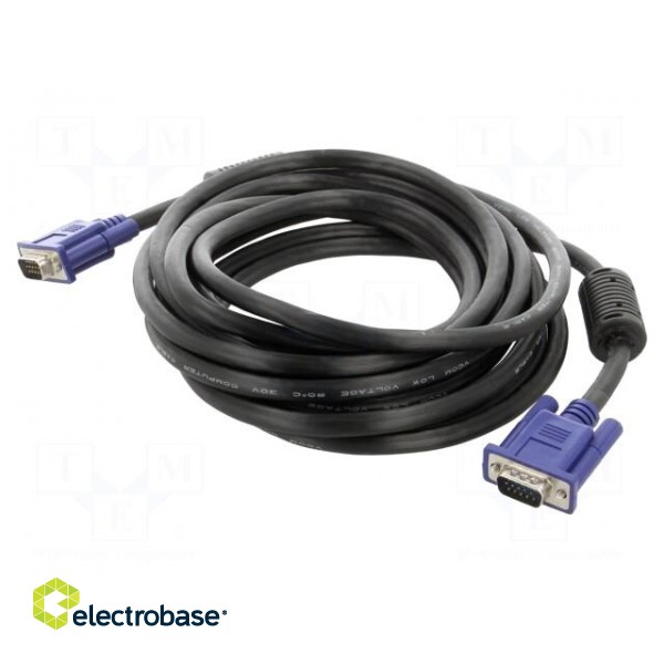 Cable | D-Sub 15pin HD plug,both sides | black | 5m | Øcable: 8mm