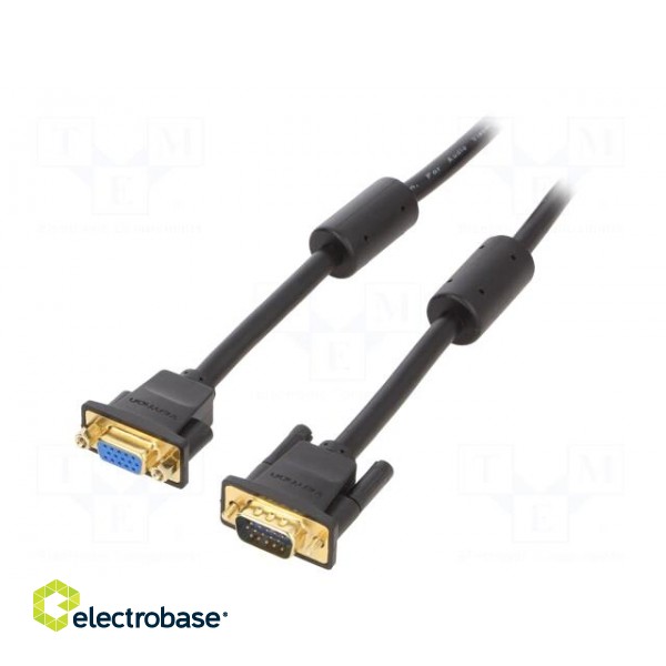 Cable | D-Sub 15pin HD socket,D-Sub 15pin HD plug | black | 2m