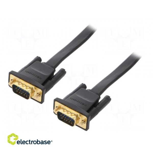 Cable | D-Sub 15pin HD plug,both sides | black | 1.5m | flat | Core: Cu
