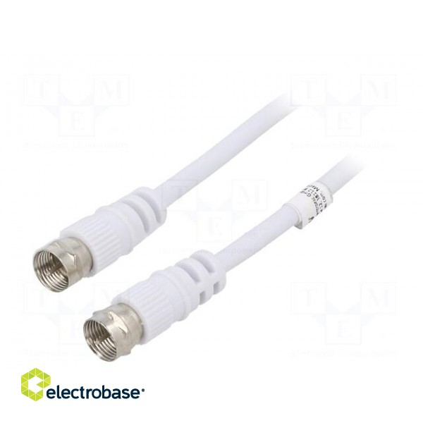 Cable | 1.5m | F plug,both sides | shielded, twofold | white