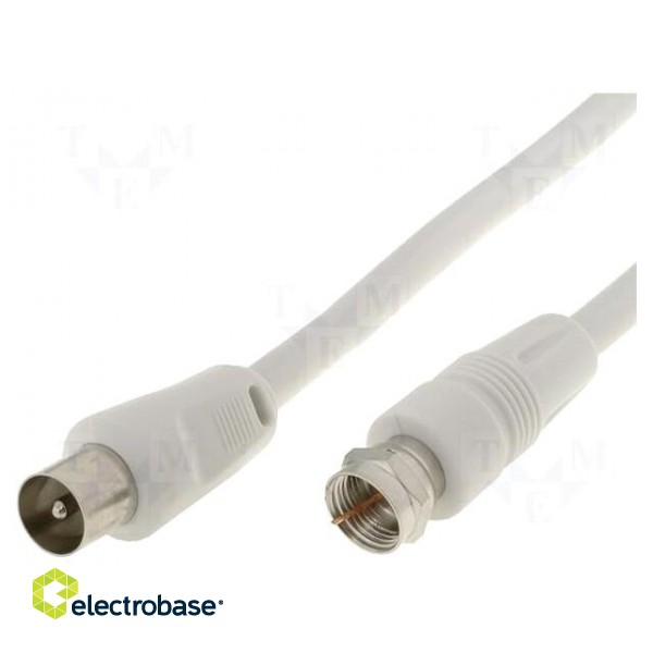Cable | 2.5m | F plug,coaxial 9.5mm plug | white
