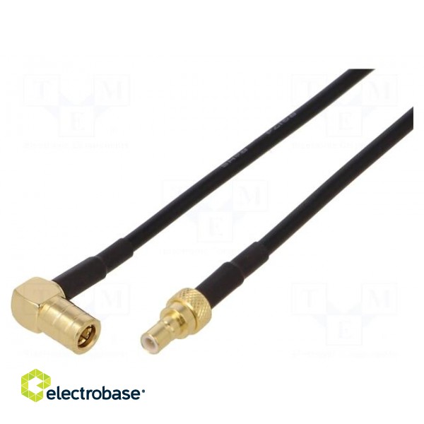 Cable | 3m | SMB male,SMB female | shielded | black | angled,straight