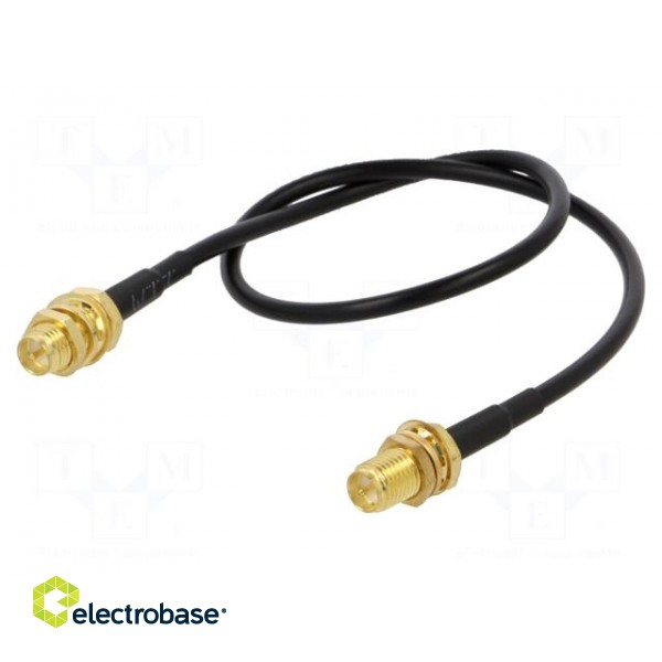 Cable | 50Ω | 0.3m | RP-SMA female,both sides | black | straight