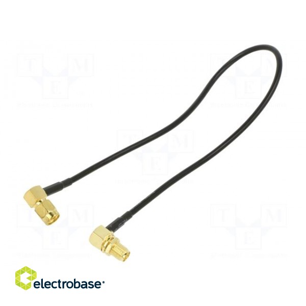 Cable | 50Ω | 0.3m | RP-SMA female,SMA plug | black | angled
