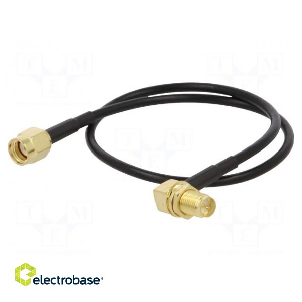 Cable | 50Ω | 0.3m | RP-SMA male,RP-SMA female | black