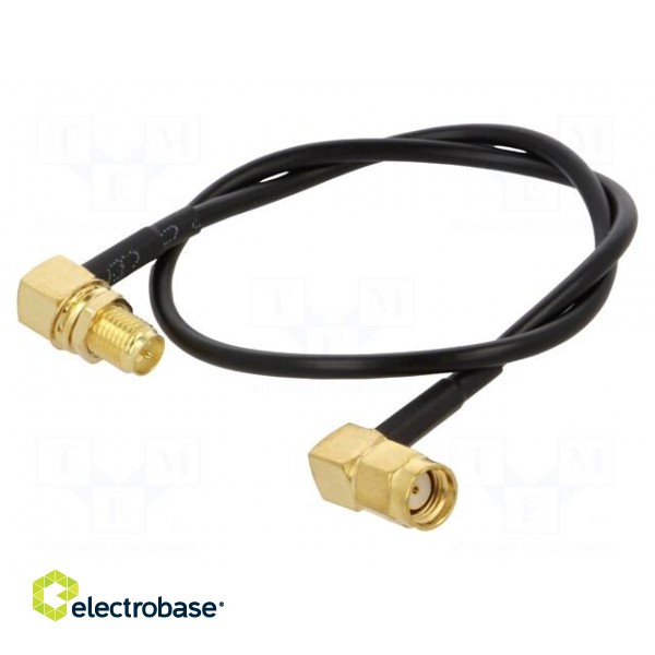 Cable | 50Ω | 0.3m | RP-SMA male,RP-SMA female | black | angled
