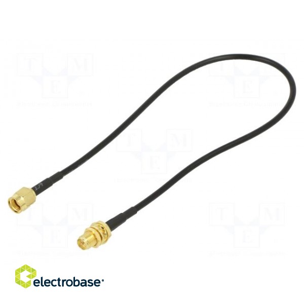 Cable | 50Ω | 0.3m | RP-SMA male,RP-SMA female | black | straight