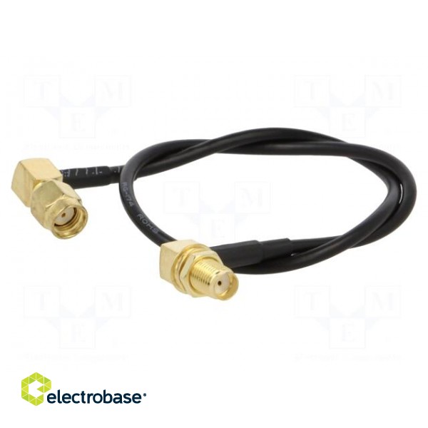 Cable | 50Ω | 0.3m | RP-SMA male,SMA female | black | angled