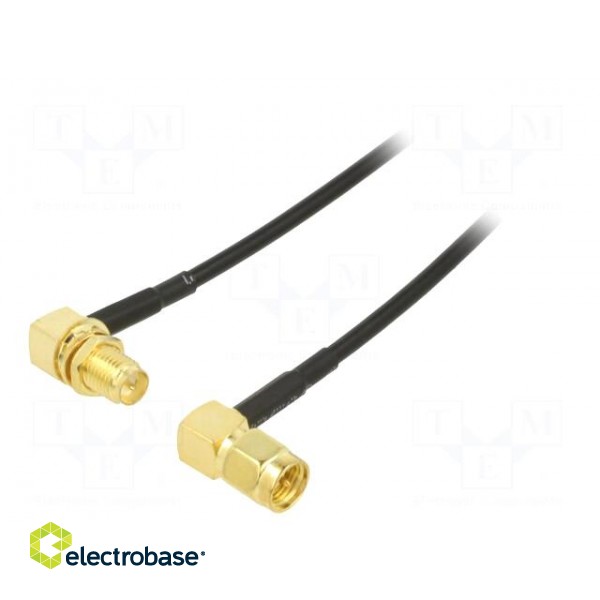 Cable | 50Ω | 0.5m | RP-SMA female,SMA male | black | angled