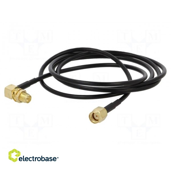 Cable | 50Ω | 1m | RP-SMA male,RP-SMA female | black | angled,straight