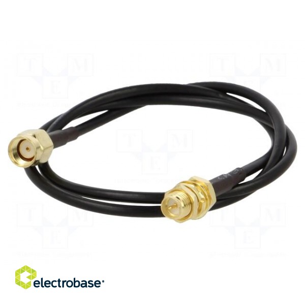 Cable | 50Ω | 0.5m | RP-SMA male,RP-SMA female | black | straight