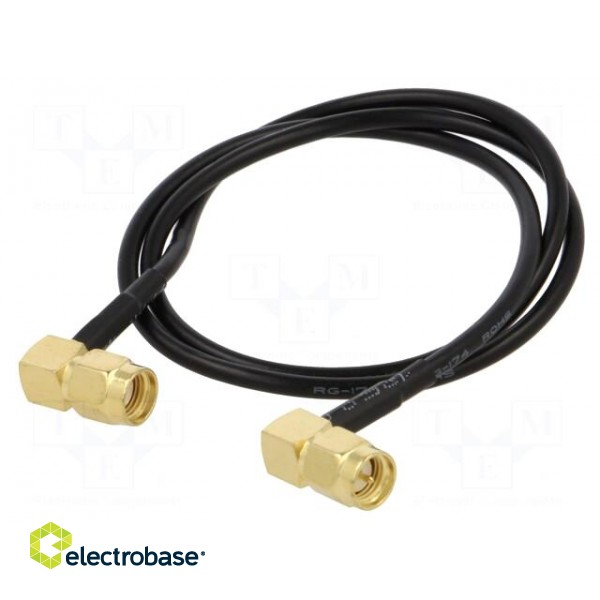 Cable | 50Ω | 0.5m | RP-SMA male,SMA male | black | angled