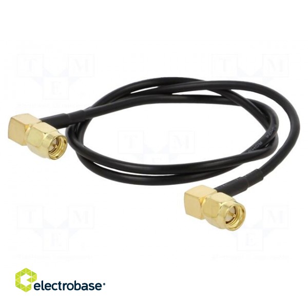 Cable | 50Ω | 0.5m | SMA plug,both sides | black | angled