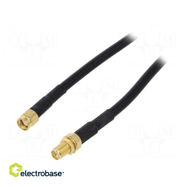 Cable | 50Ω | 1m | SMA socket,SMA plug,reverse | black paveikslėlis 1