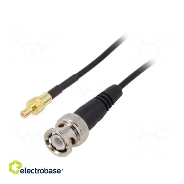 Cable | 50Ω | 1m | BNC male,SMB male | shielded | PTFE | black | straight
