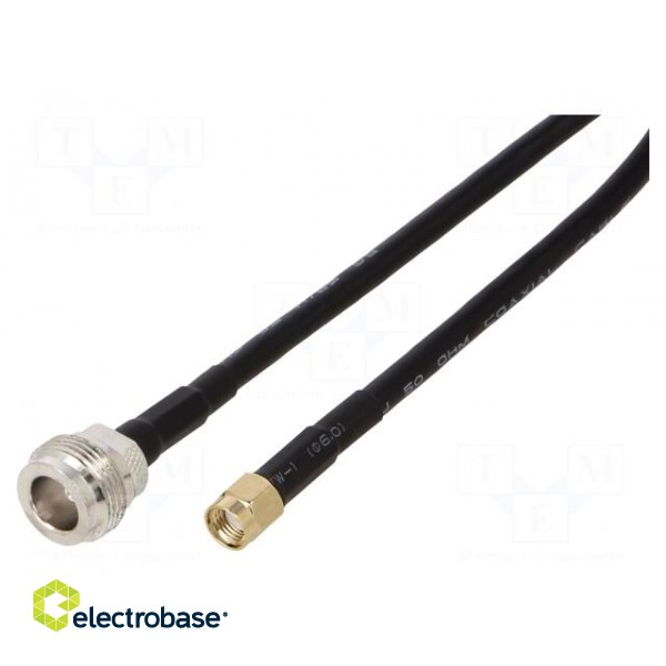 Cable | 50Ω | 1m | N female,RP-SMA male | PE | black фото 1