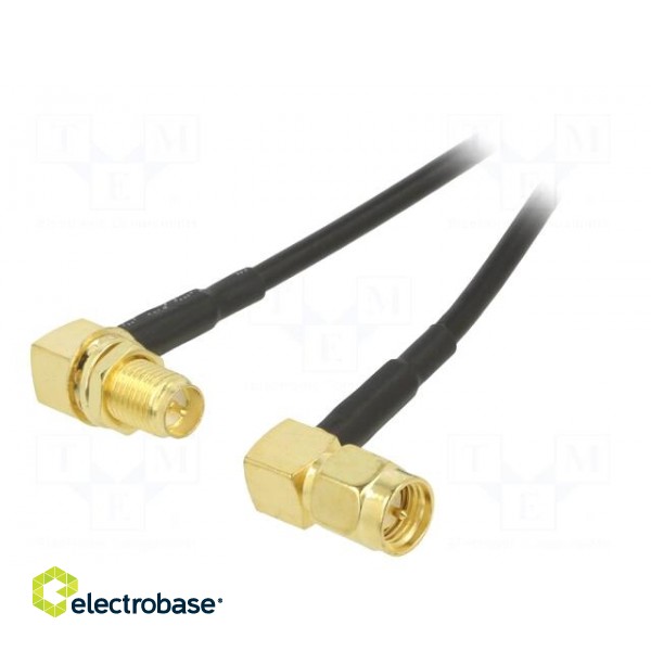 Cable | 50Ω | 1m | RP-SMA female,SMA plug | black | angled