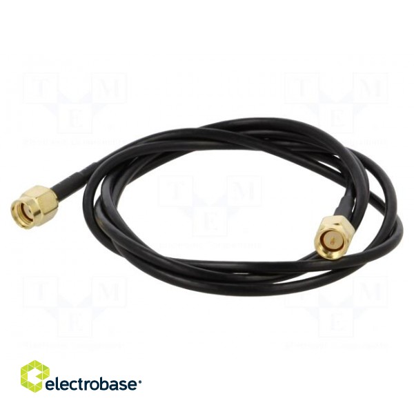 Cable | 50Ω | 1m | RP-SMA male,SMA plug | black | straight