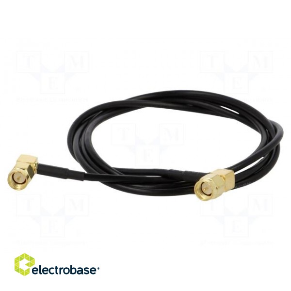 Cable | 50Ω | 1m | SMA male,both sides | black | angled