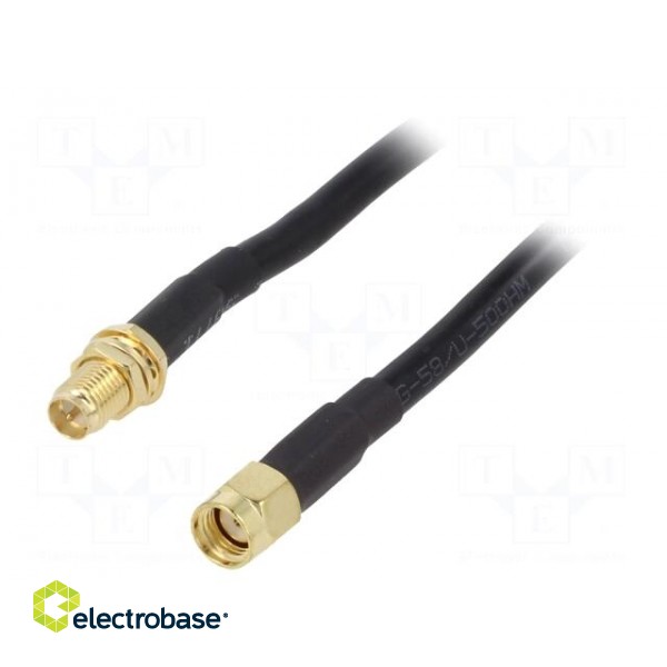 Cable | 50Ω | 2m | RP-SMA male,RP-SMA female | black | straight