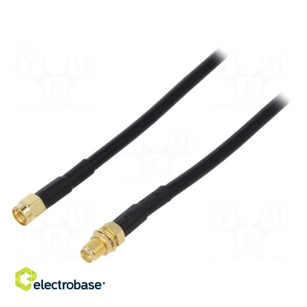 Cable | 50Ω | 3m | SMA socket,SMA plug,reverse | black image 1