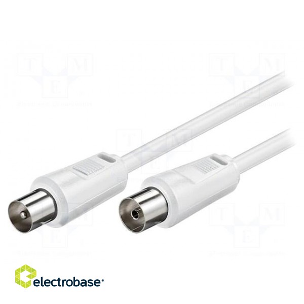 Cable | 75Ω | 0.5m | coaxial 9.5mm socket,coaxial 9.5mm plug | white