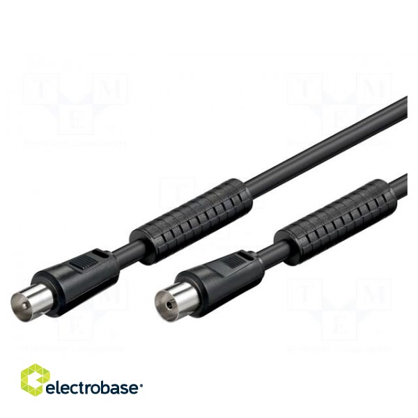 Cable | 75Ω | 1.5m | coaxial 9.5mm socket,coaxial 9.5mm plug | black