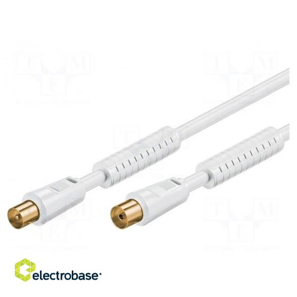 Cable | 75Ω | 5m | coaxial 9.5mm socket,coaxial 9.5mm plug | white