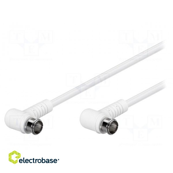 Cable | 75Ω | 1.5m | F plug angular "quick",both sides | white