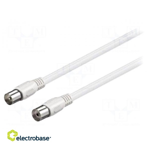 Cable | 75Ω | 1.5m | coaxial 9.5mm socket,coaxial 9.5mm plug | white