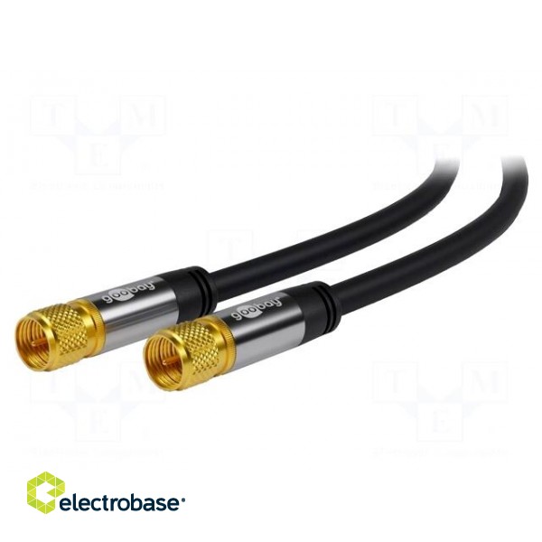 Cable | 75Ω | 3m | coaxial 9.5mm plug,both sides | black фото 1