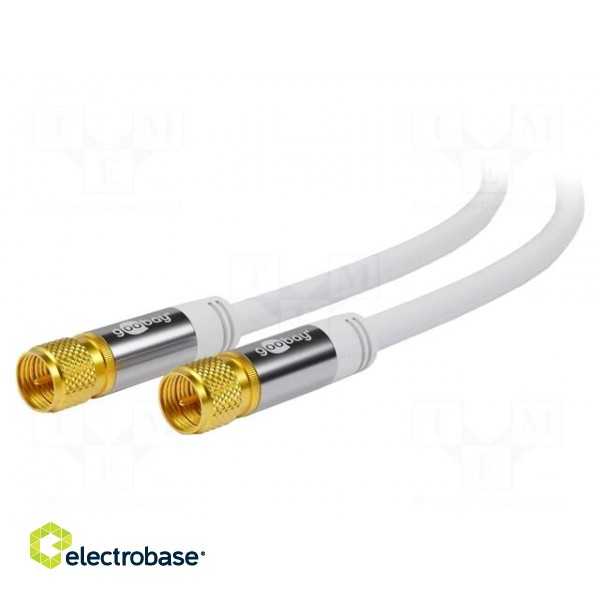 Cable | 75Ω | 10m | coaxial 9.5mm plug,both sides | white paveikslėlis 1