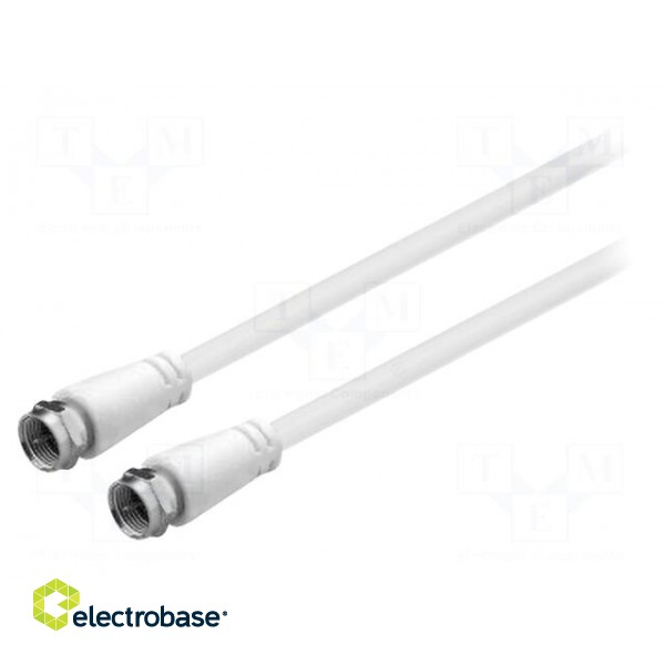 Cable | 75Ω | 2m | F plug,both sides | white
