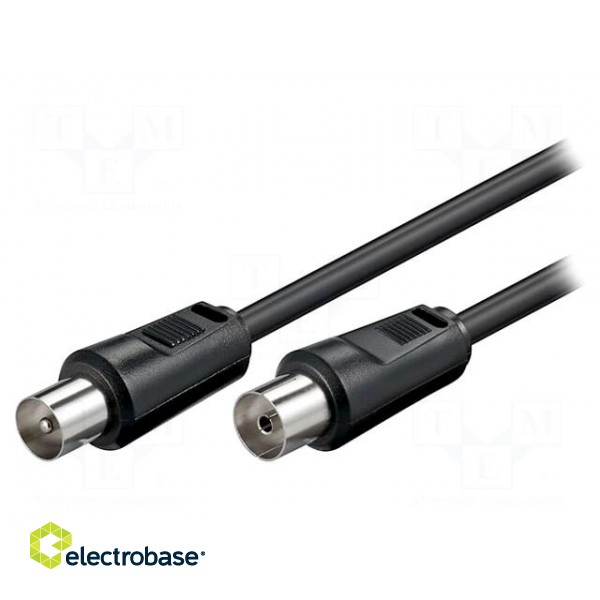 Cable | 75Ω | 2.5m | coaxial 9.5mm socket,coaxial 9.5mm plug | black