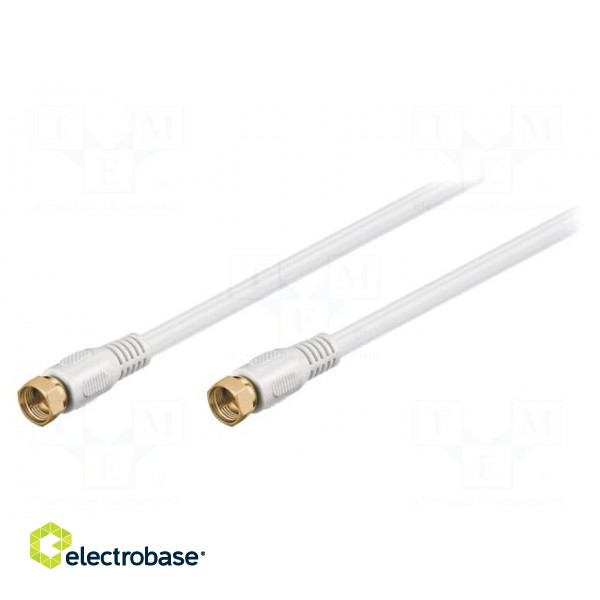 Cable | 75Ω | 5m | F plug,both sides | shielded connectors | white