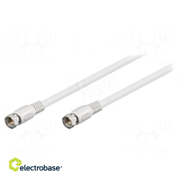 Cable | 75Ω | 0.5m | F plug,both sides | white