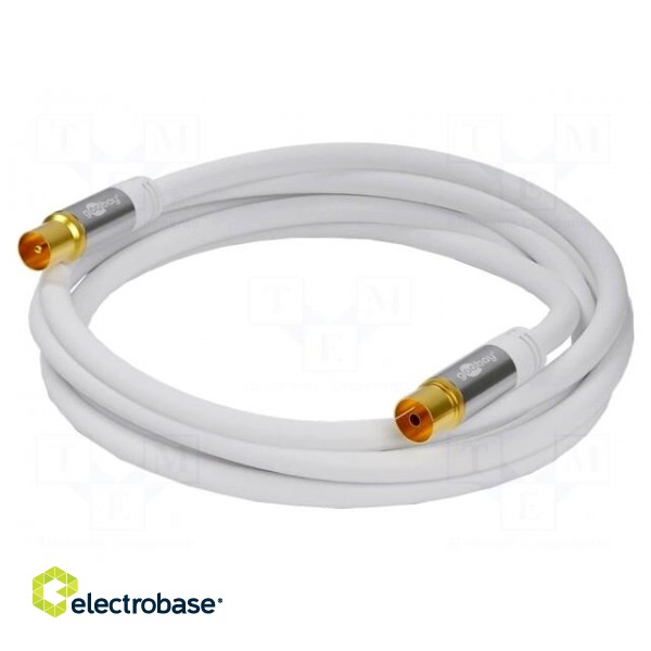 Cable | 75Ω | 5m | coaxial 9.5mm socket,coaxial 9.5mm plug | white image 2