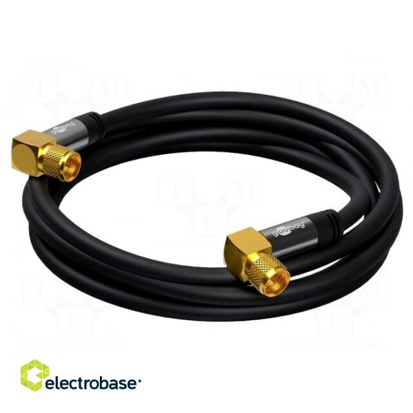 Cable | 75Ω | 3m | both sides,F plug angular | black image 2